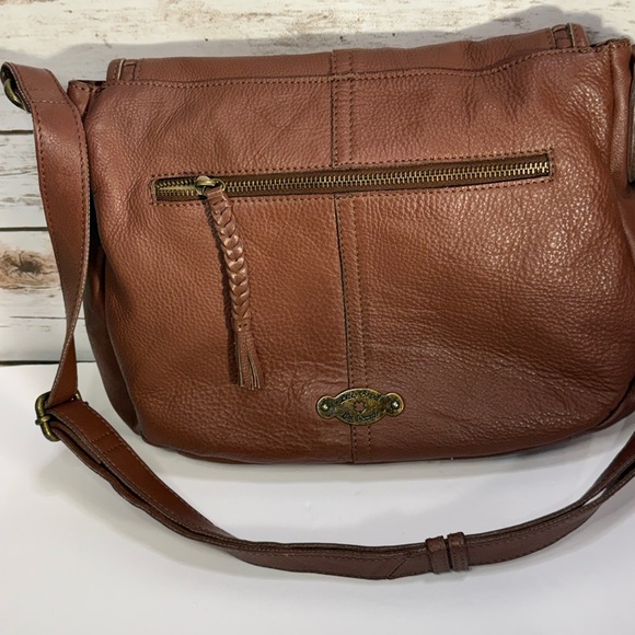 Lucky Brand Boho Bag Modesto Stash Flap Saddle Brown Leather EUC - Picture 8 of 14
